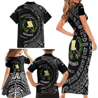 Guatemala National Emblem Family Matching Short Sleeve Bodycon Dress and Hawaiian Shirt with Mayan Pattern and Orgullo Chapin Quote Design - Wonder Print Shop
