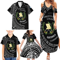 Guatemala National Emblem Family Matching Summer Maxi Dress and Hawaiian Shirt with Mayan Pattern and Orgullo Chapin Quote Design - Wonder Print Shop