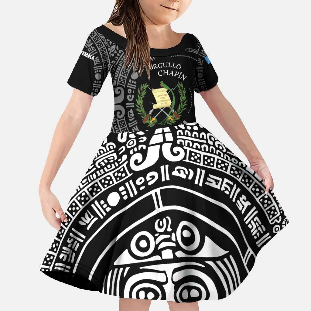 Guatemala National Emblem Family Matching Tank Maxi Dress and Hawaiian Shirt with Mayan Pattern and Orgullo Chapin Quote Design - Wonder Print Shop