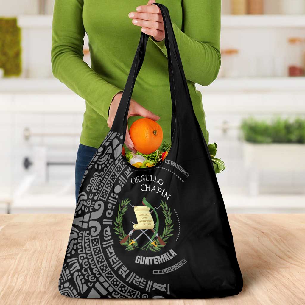 Guatemala National Emblem Grocery Bag with Mayan Pattern and Orgullo Chapin Quote Design - Wonder Print Shop