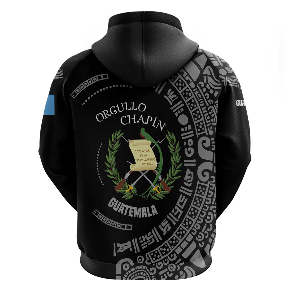 Guatemala National Emblem Hoodie with Mayan Pattern and Orgullo Chapin Quote Design - Wonder Print Shop