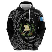 Guatemala National Emblem Hoodie with Mayan Pattern and Orgullo Chapin Quote Design - Wonder Print Shop