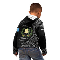 Guatemala National Emblem Kid Hoodie with Mayan Pattern and Orgullo Chapin Quote Design - Wonder Print Shop