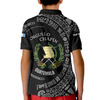 Guatemala National Emblem Kid Polo Shirt with Mayan Pattern and Orgullo Chapin Quote Design - Wonder Print Shop