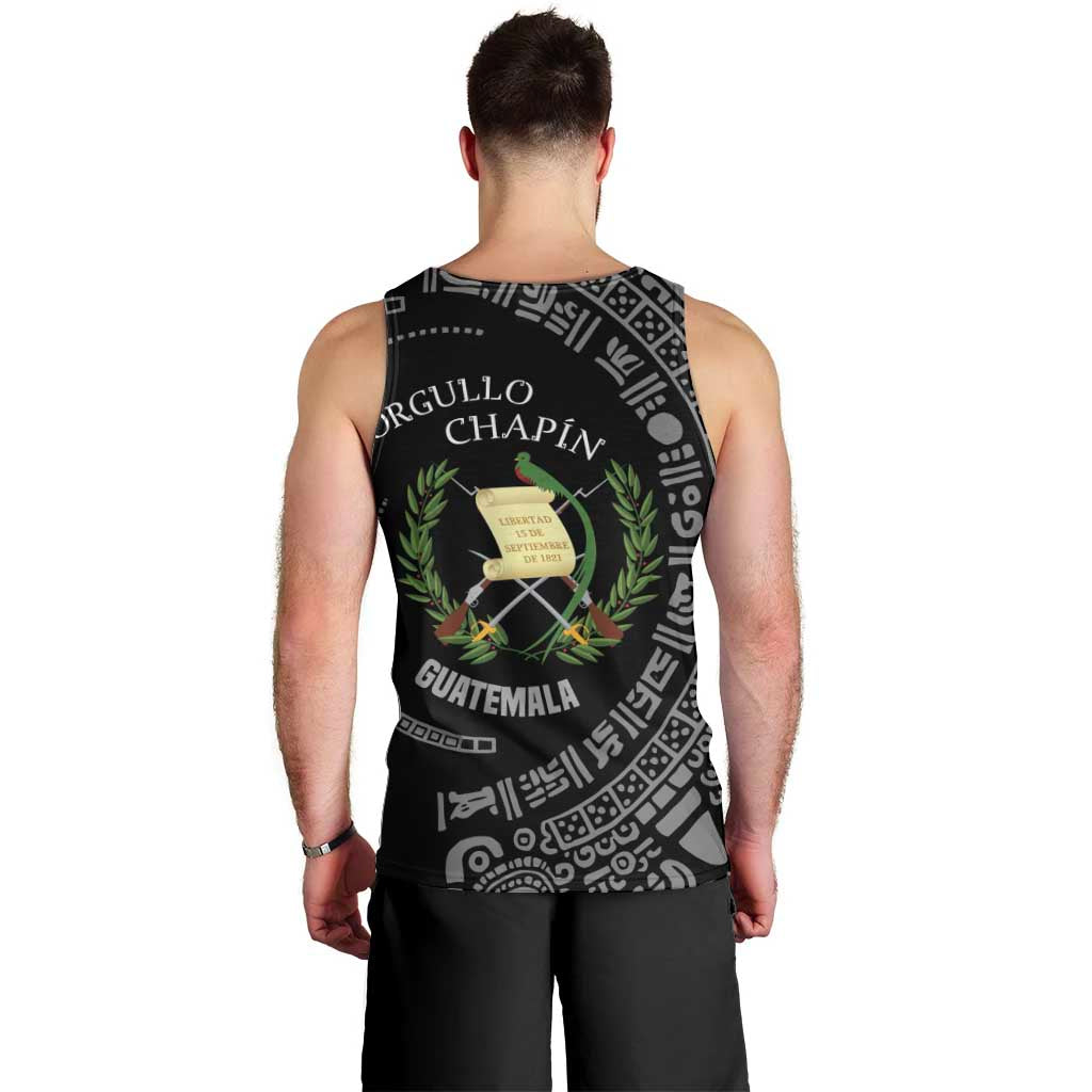 Guatemala National Emblem Men Tank Top with Mayan Pattern and Orgullo Chapin Quote Design - Wonder Print Shop