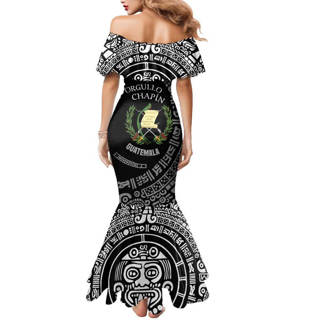 Guatemala National Emblem Mermaid Dress with Mayan Pattern and Orgullo Chapin Quote Design - Wonder Print Shop