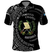 Guatemala National Emblem Polo Shirt with Mayan Pattern and Orgullo Chapin Quote Design - Wonder Print Shop