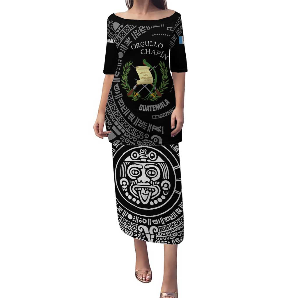 Guatemala National Emblem Puletasi with Mayan Pattern and Orgullo Chapin Quote Design - Wonder Print Shop