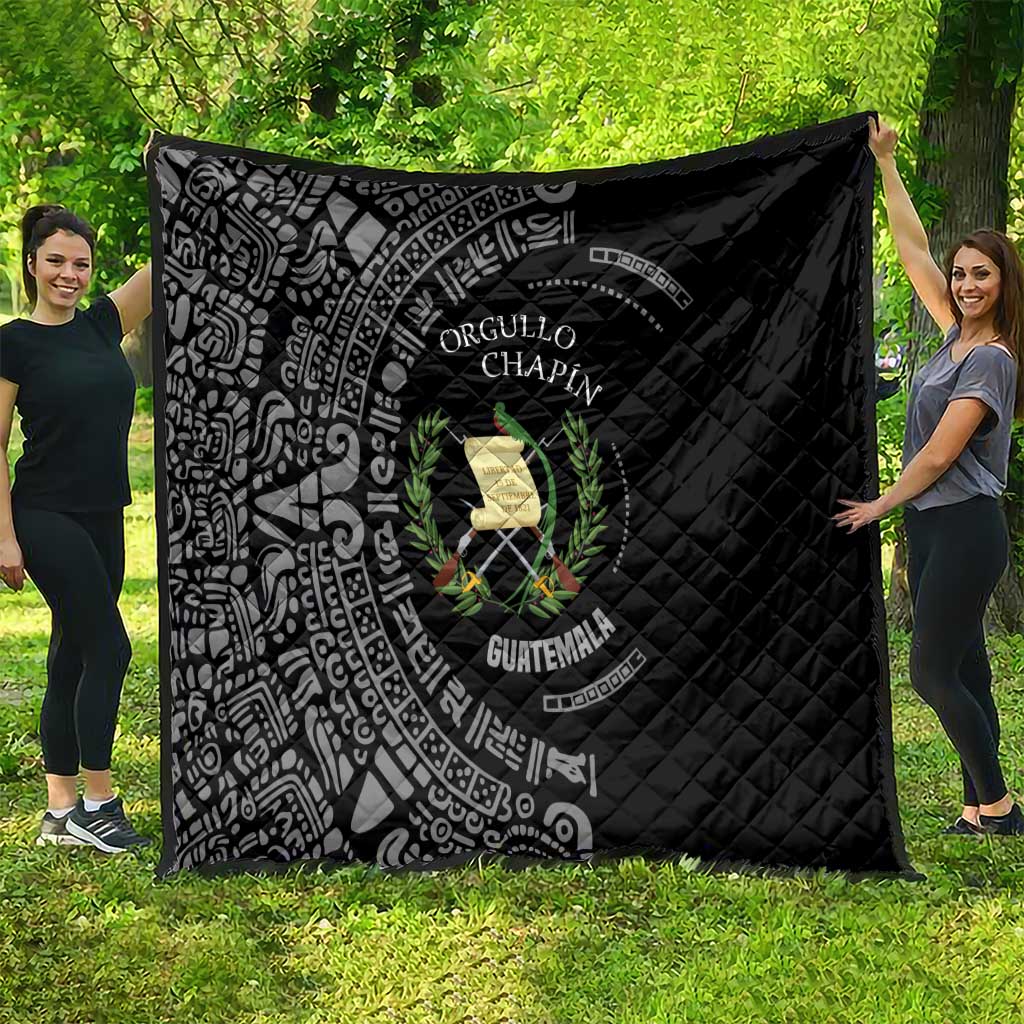 Guatemala National Emblem Quilt with Mayan Pattern and Orgullo Chapin Quote Design - Wonder Print Shop