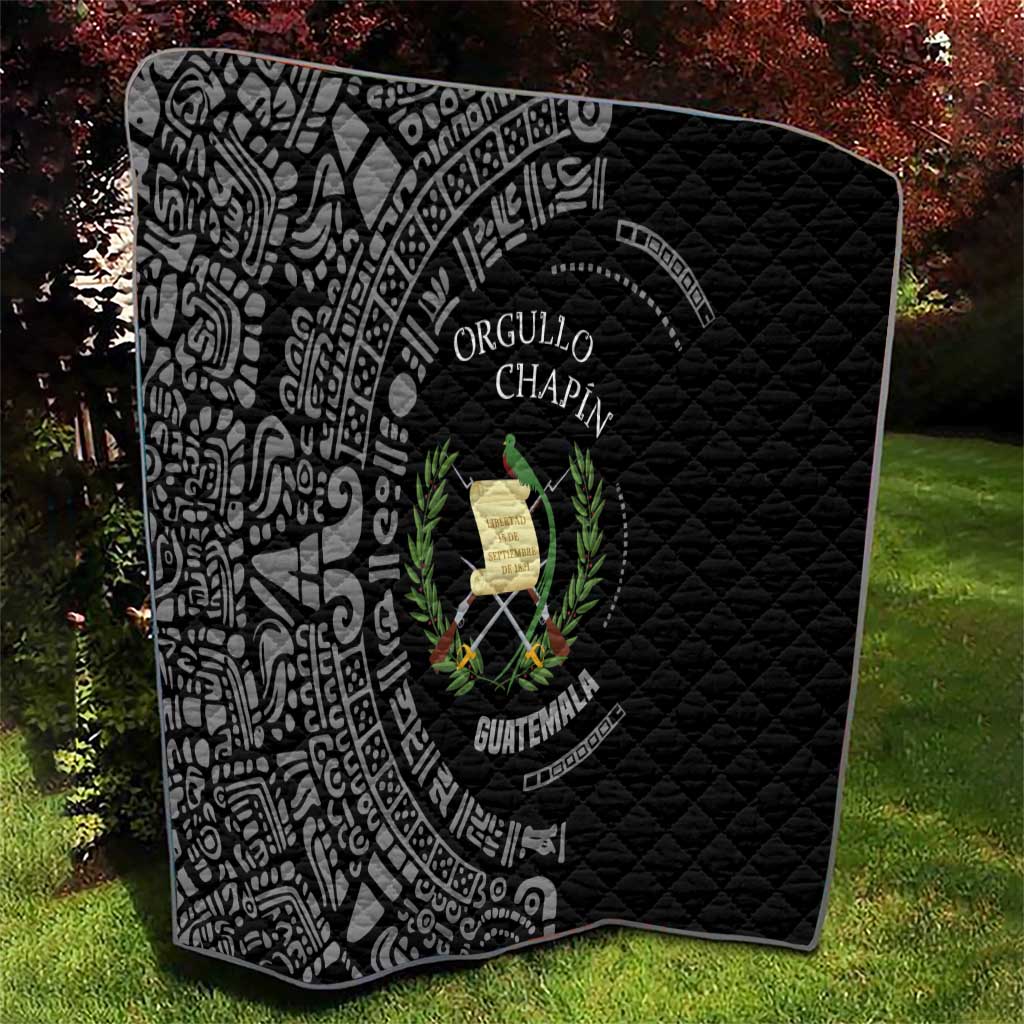 Guatemala National Emblem Quilt with Mayan Pattern and Orgullo Chapin Quote Design - Wonder Print Shop