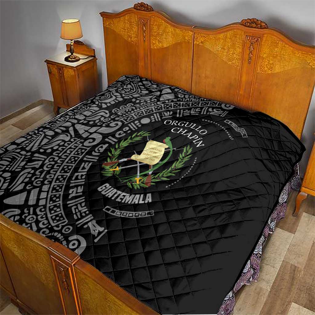 Guatemala National Emblem Quilt with Mayan Pattern and Orgullo Chapin Quote Design - Wonder Print Shop