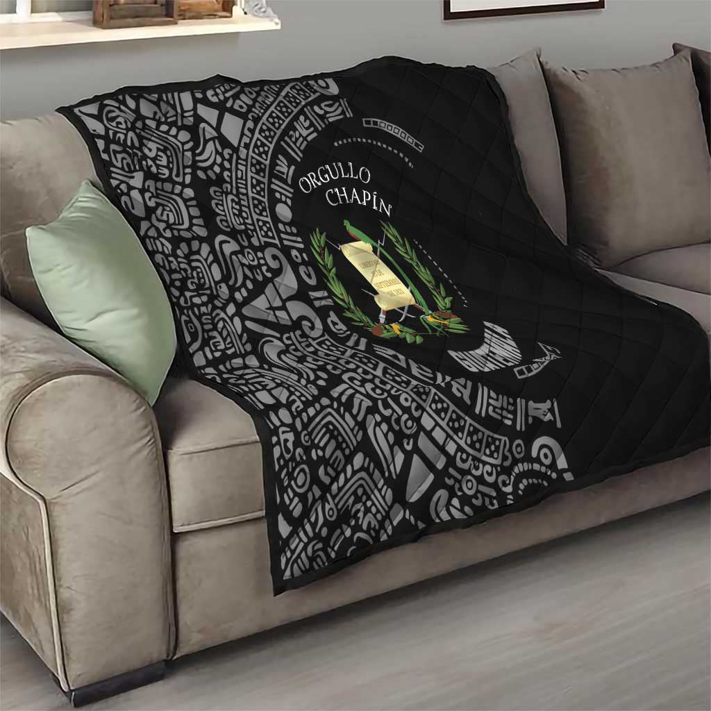 Guatemala National Emblem Quilt with Mayan Pattern and Orgullo Chapin Quote Design - Wonder Print Shop