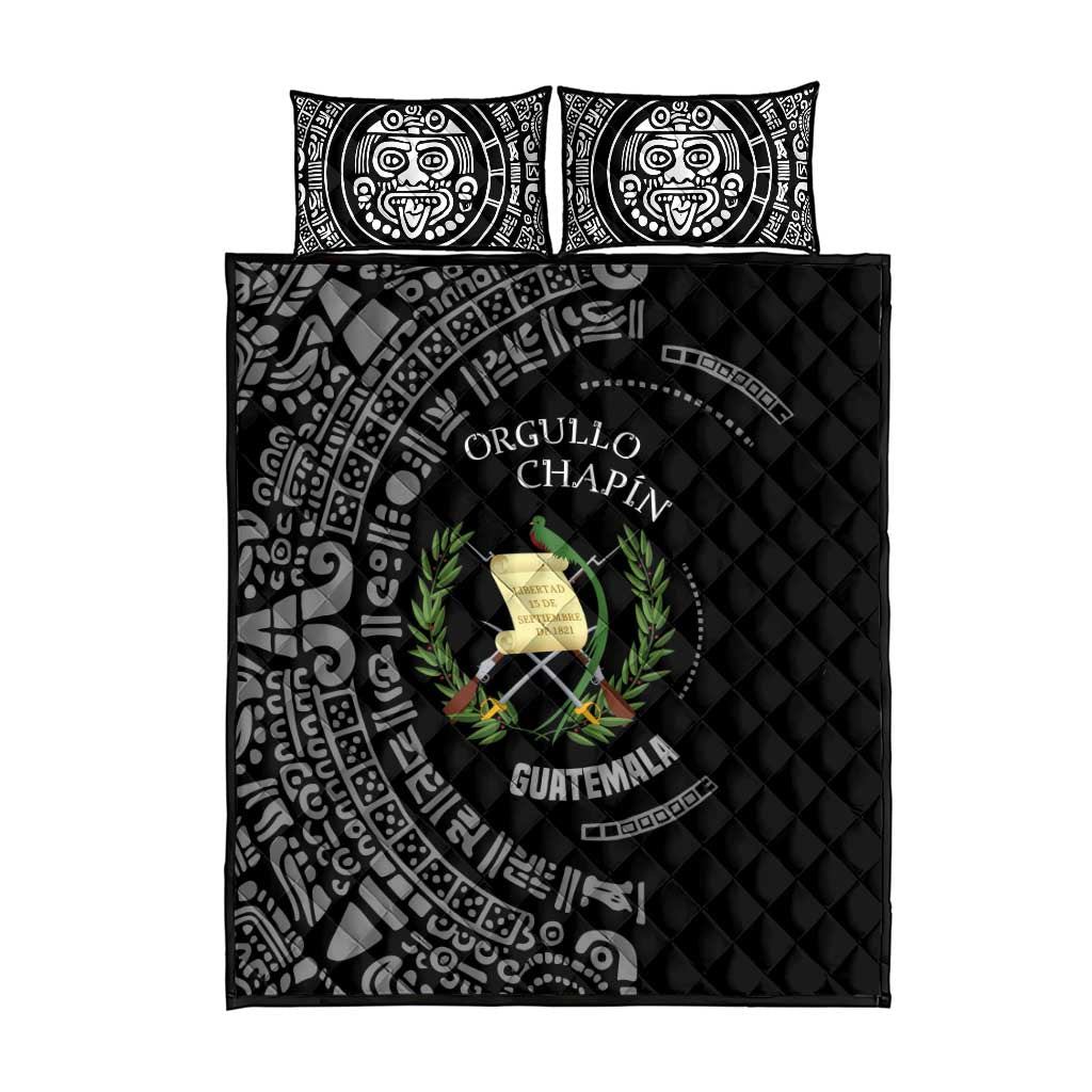 Guatemala National Emblem Quilt Bed Set with Mayan Pattern and Orgullo Chapin Quote Design - Wonder Print Shop