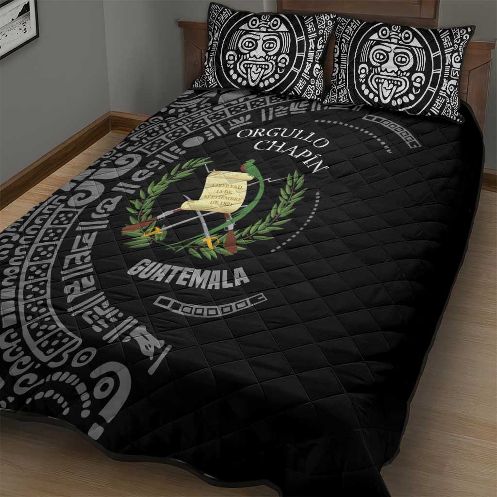 Guatemala National Emblem Quilt Bed Set with Mayan Pattern and Orgullo Chapin Quote Design - Wonder Print Shop