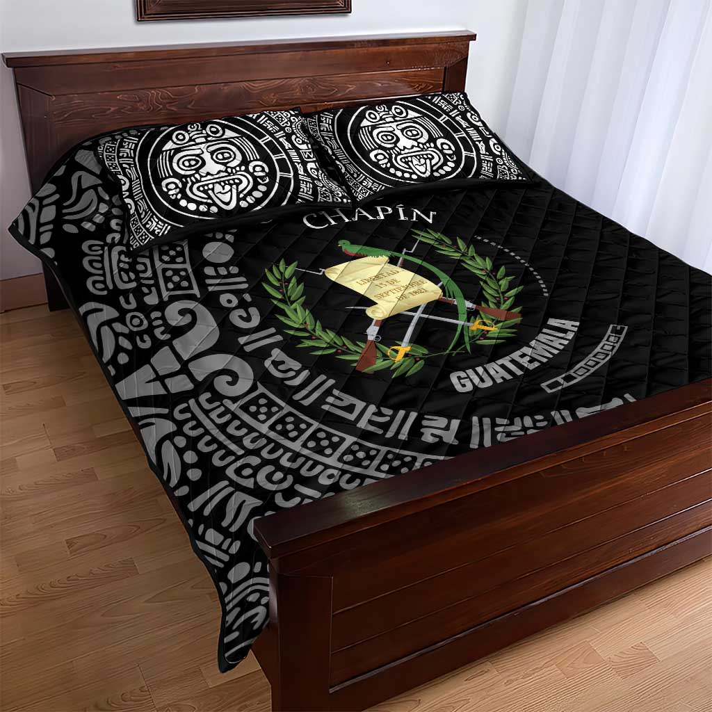 Guatemala National Emblem Quilt Bed Set with Mayan Pattern and Orgullo Chapin Quote Design - Wonder Print Shop