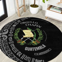 Guatemala National Emblem Round Carpet with Mayan Pattern and Orgullo Chapin Quote Design - Wonder Print Shop