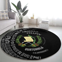 Guatemala National Emblem Round Carpet with Mayan Pattern and Orgullo Chapin Quote Design - Wonder Print Shop