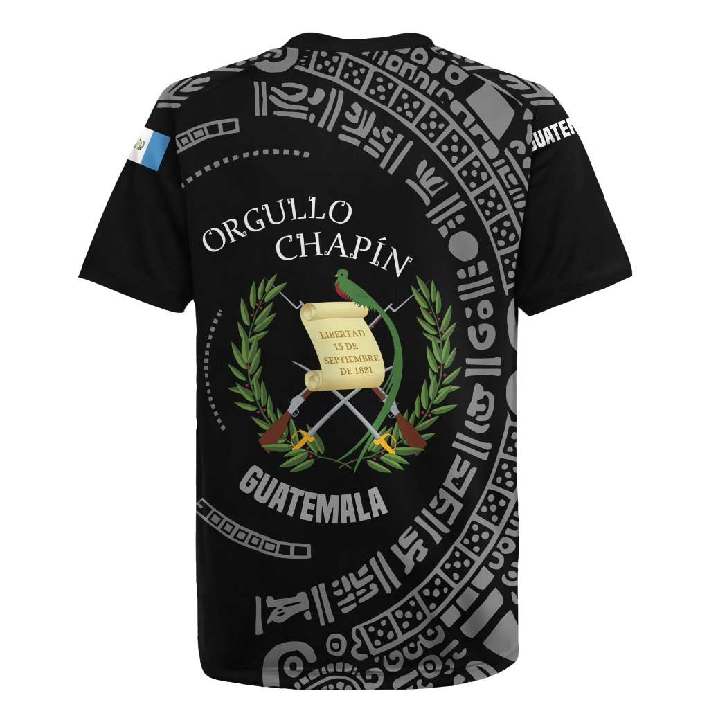 Guatemala National Emblem Rugby Jersey with Mayan Pattern and Orgullo Chapin Quote Design - Wonder Print Shop