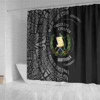 Guatemala National Emblem Shower Curtain with Mayan Pattern and Orgullo Chapin Quote Design - Wonder Print Shop