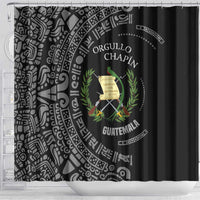 Guatemala National Emblem Shower Curtain with Mayan Pattern and Orgullo Chapin Quote Design - Wonder Print Shop