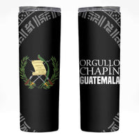 Guatemala National Emblem Skinny Tumbler with Mayan Pattern and Orgullo Chapin Quote Design - Wonder Print Shop
