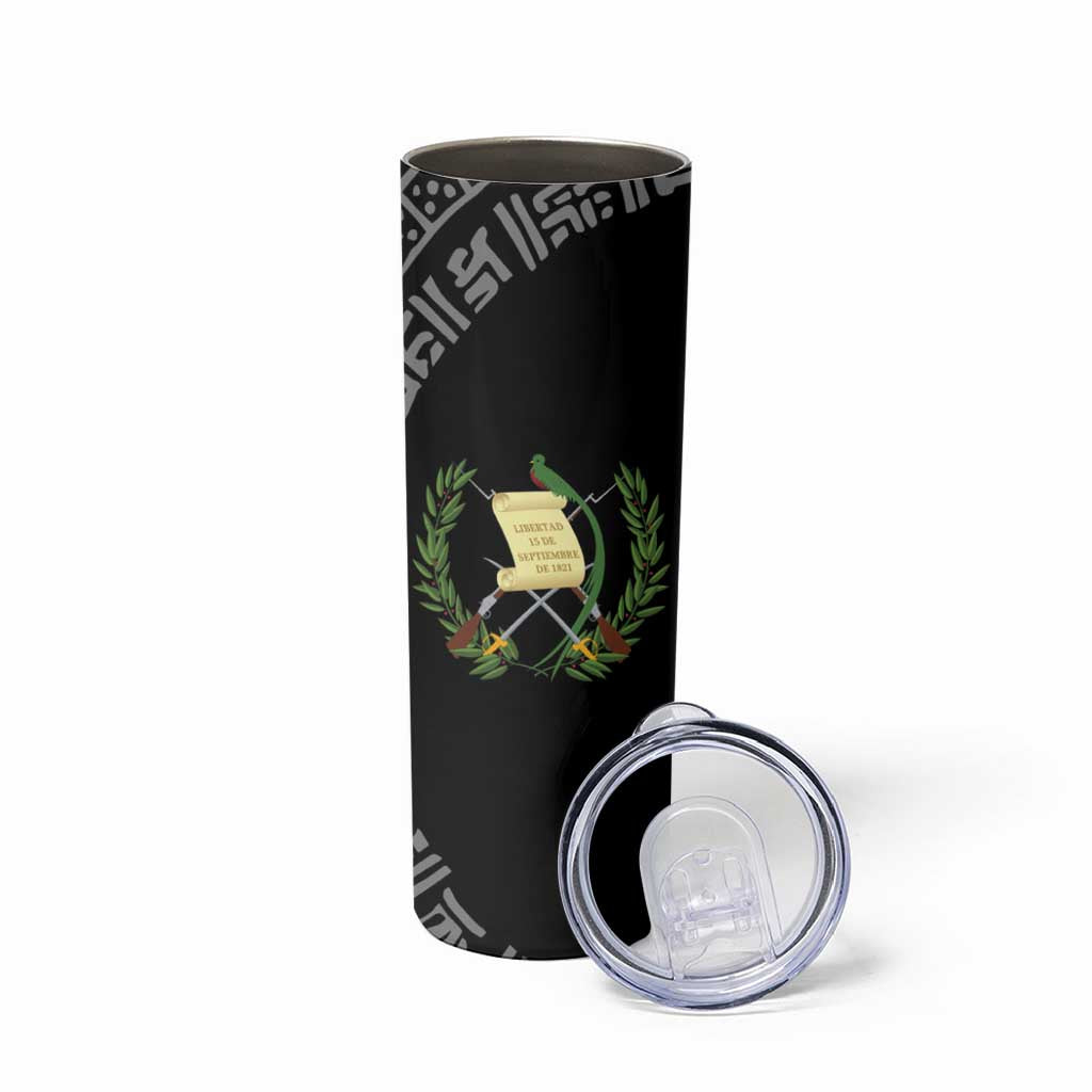 Guatemala National Emblem Skinny Tumbler with Mayan Pattern and Orgullo Chapin Quote Design - Wonder Print Shop