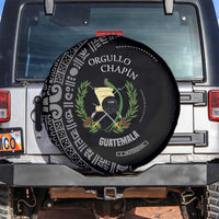 Guatemala National Emblem Spare Tire Cover with Mayan Pattern and Orgullo Chapin Quote Design - Wonder Print Shop