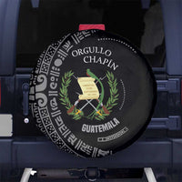 Guatemala National Emblem Spare Tire Cover with Mayan Pattern and Orgullo Chapin Quote Design - Wonder Print Shop