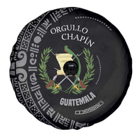 Guatemala National Emblem Spare Tire Cover with Mayan Pattern and Orgullo Chapin Quote Design - Wonder Print Shop