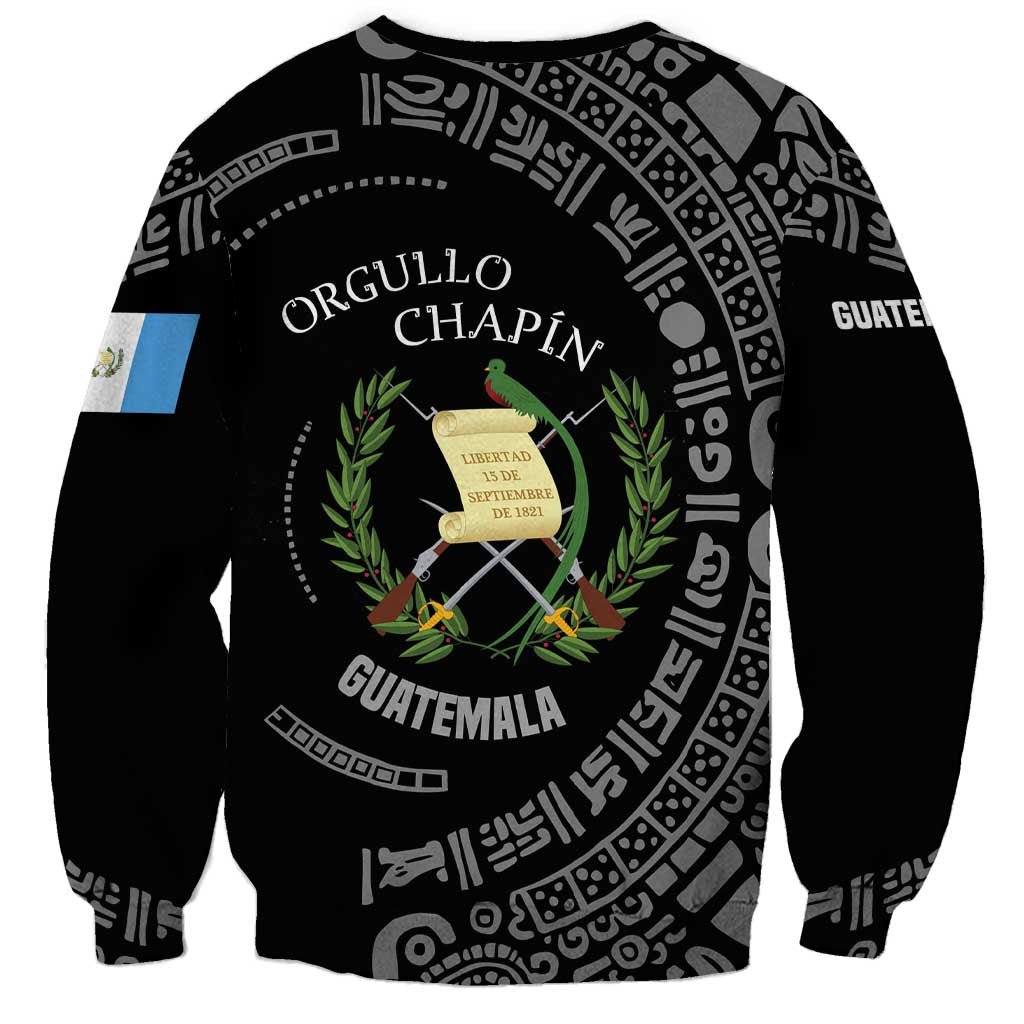 Guatemala National Emblem Sweatshirt with Mayan Pattern and Orgullo Chapin Quote Design - Wonder Print Shop