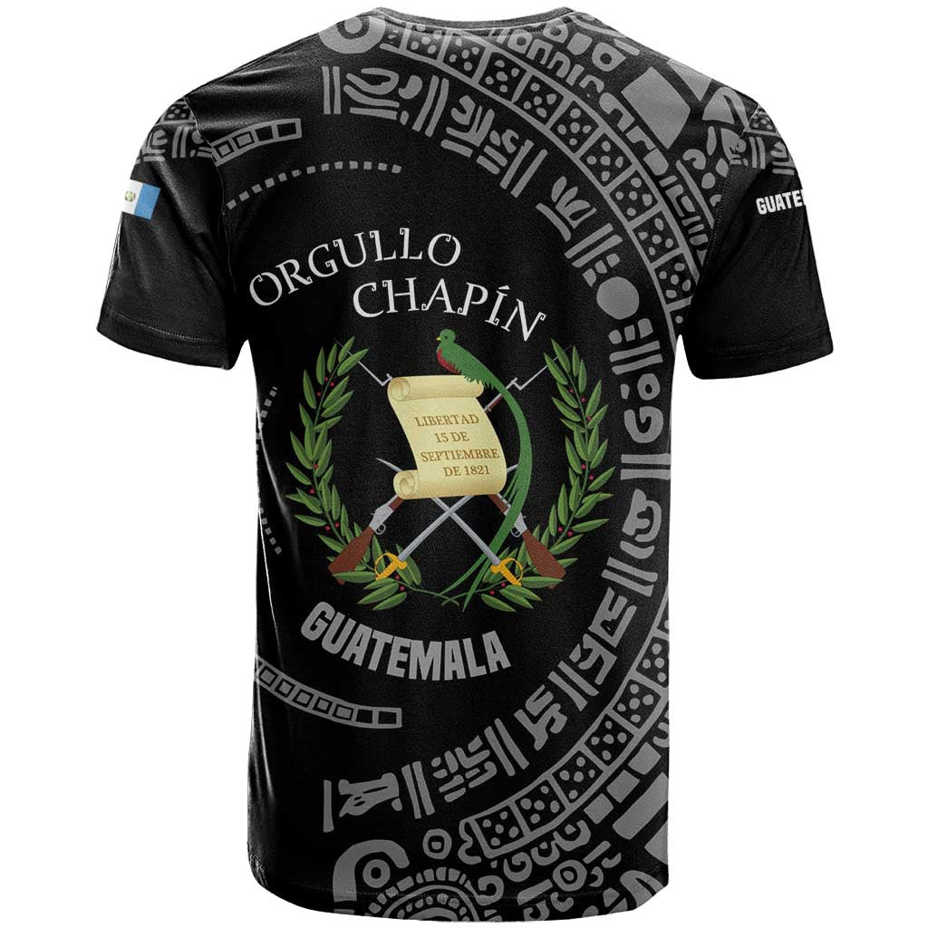 Guatemala National Emblem T Shirt with Mayan Pattern and Orgullo Chapin Quote Design - Wonder Print Shop
