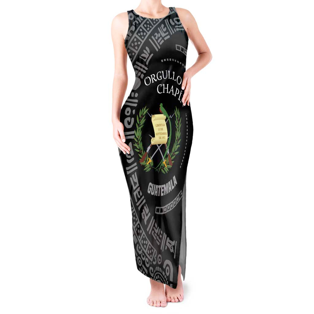 Guatemala National Emblem Tank Maxi Dress with Mayan Pattern and Orgullo Chapin Quote Design - Wonder Print Shop