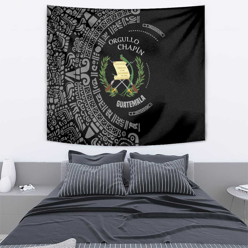 Guatemala National Emblem Tapestry with Mayan Pattern and Orgullo Chapin Quote Design - Wonder Print Shop