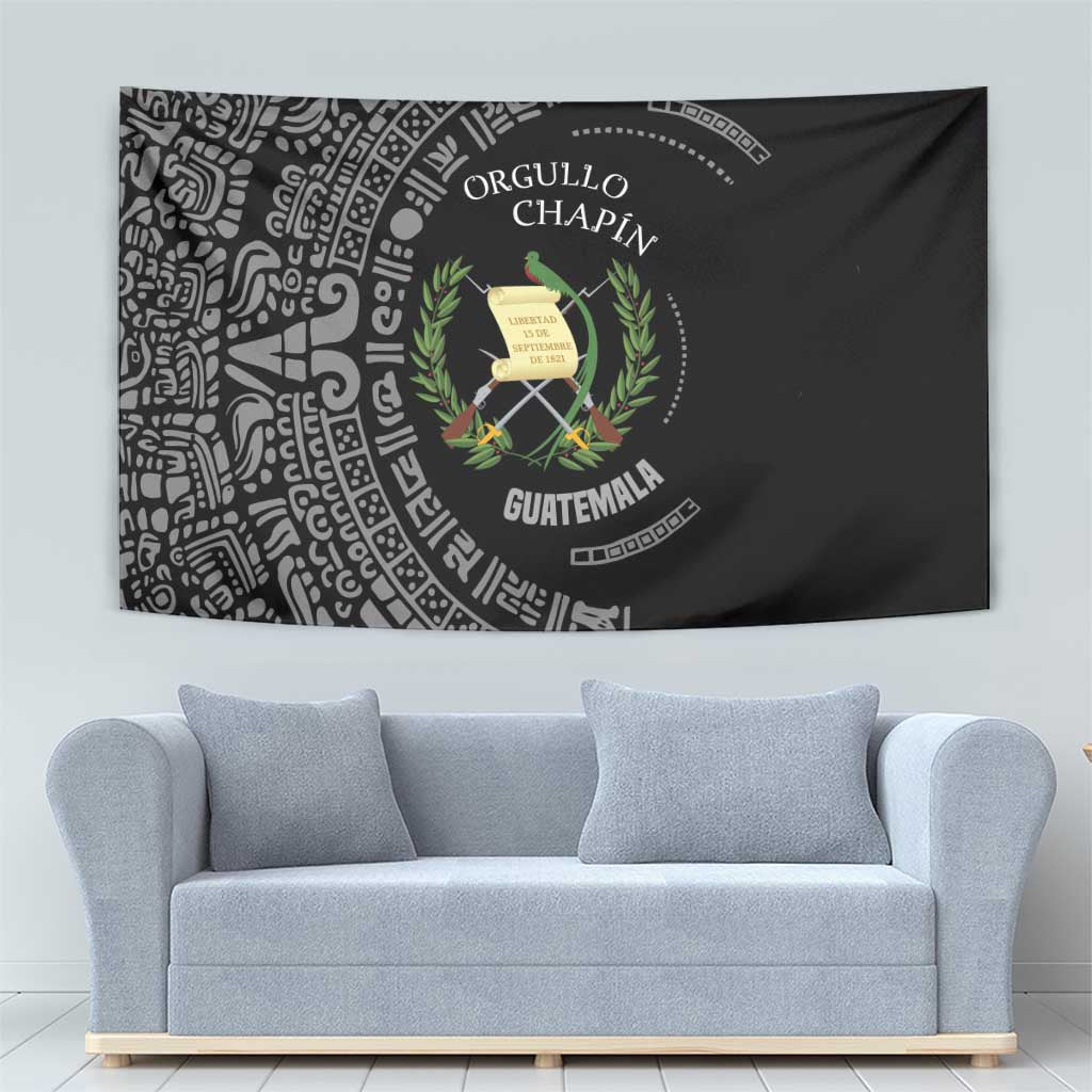Guatemala National Emblem Tapestry with Mayan Pattern and Orgullo Chapin Quote Design - Wonder Print Shop