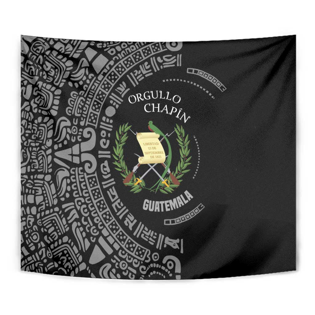 Guatemala National Emblem Tapestry with Mayan Pattern and Orgullo Chapin Quote Design - Wonder Print Shop