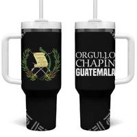 Guatemala National Emblem Tumbler With Handle with Mayan Pattern and Orgullo Chapin Quote Design - Wonder Print Shop