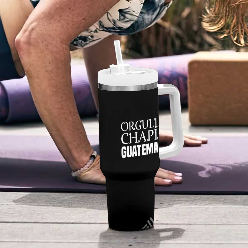 Guatemala National Emblem Tumbler With Handle with Mayan Pattern and Orgullo Chapin Quote Design - Wonder Print Shop