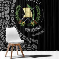 Guatemala National Emblem Window Curtain with Mayan Pattern and Orgullo Chapin Quote Design - Wonder Print Shop