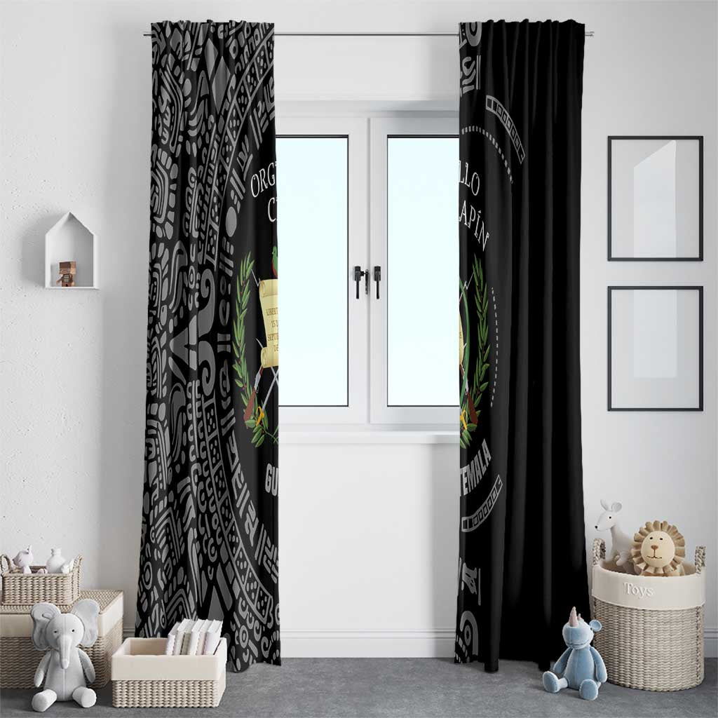 Guatemala National Emblem Window Curtain with Mayan Pattern and Orgullo Chapin Quote Design - Wonder Print Shop