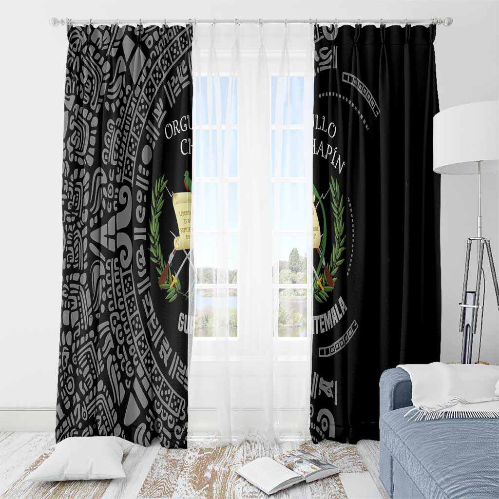 Guatemala National Emblem Window Curtain with Mayan Pattern and Orgullo Chapin Quote Design - Wonder Print Shop