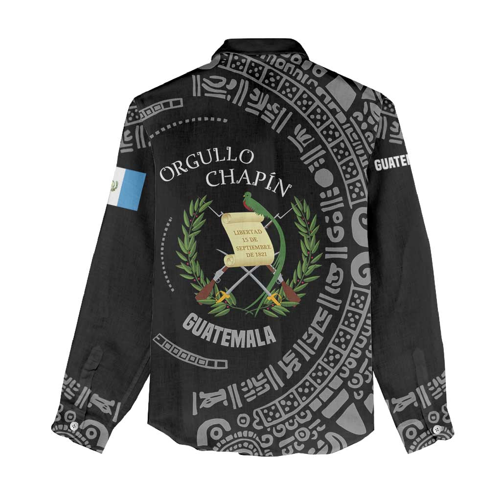 Guatemala National Emblem Women Casual Shirt with Mayan Pattern and Orgullo Chapin Quote Design - Wonder Print Shop