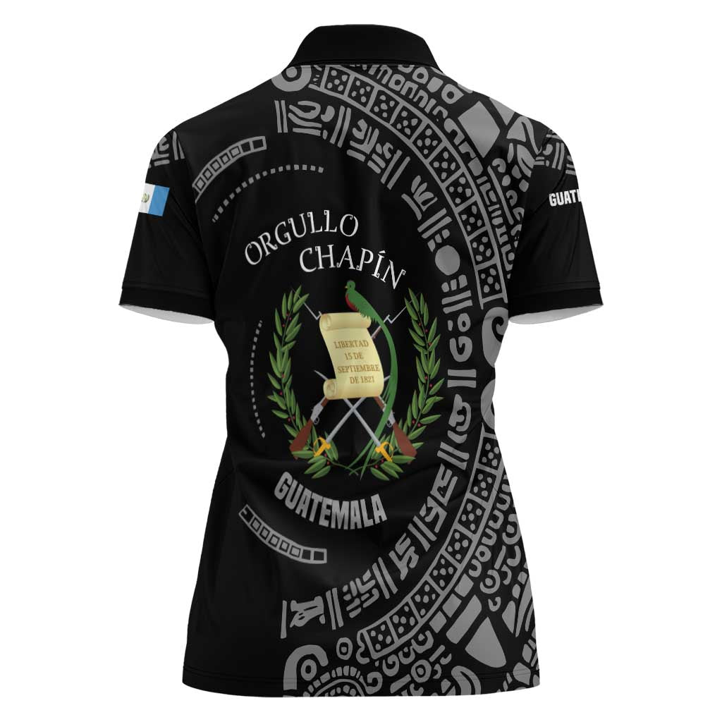 Guatemala National Emblem Women Polo Shirt with Mayan Pattern and Orgullo Chapin Quote Design - Wonder Print Shop