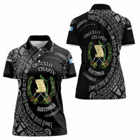 Guatemala National Emblem Women Polo Shirt with Mayan Pattern and Orgullo Chapin Quote Design - Wonder Print Shop