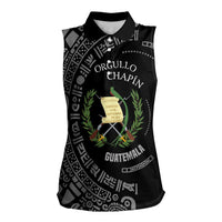 Guatemala National Emblem Women Sleeveless Polo Shirt with Mayan Pattern and Orgullo Chapin Quote Design - Wonder Print Shop