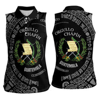 Guatemala National Emblem Women Sleeveless Polo Shirt with Mayan Pattern and Orgullo Chapin Quote Design - Wonder Print Shop