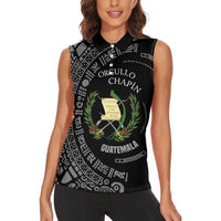 Guatemala National Emblem Women Sleeveless Polo Shirt with Mayan Pattern and Orgullo Chapin Quote Design - Wonder Print Shop
