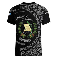 Guatemala National Emblem Women V-Neck T-Shirt with Mayan Pattern and Orgullo Chapin Quote Design - Wonder Print Shop