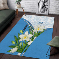 Guatemala White Monja Blanca Flower Area Rug with Blue Flag Theme and Floral Pattern Design - Wonder Print Shop
