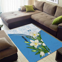 Guatemala White Monja Blanca Flower Area Rug with Blue Flag Theme and Floral Pattern Design - Wonder Print Shop