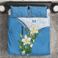 Guatemala White Monja Blanca Flower Bedding Set with Blue Flag Theme and Floral Pattern Design - Wonder Print Shop